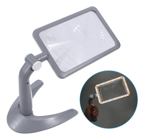Lupa Iluminada Para El Hogar Y El Trabajo Aumento De 5x Gris