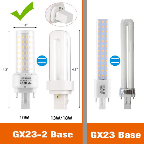Lidesheng Gx23-2 Bulbe Led De Led Enchufe Y Juego, 6000k Pl