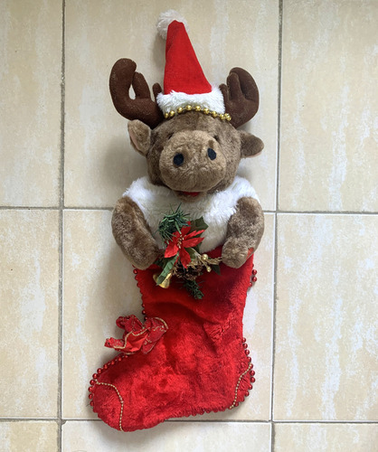 Bota Navideña De Reno De Peluche Adorno De Navidad