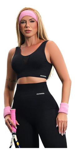 Conjunto Fitness Pit Bull Jeans Top E Legging - Ref 82944 Preto Lisa P