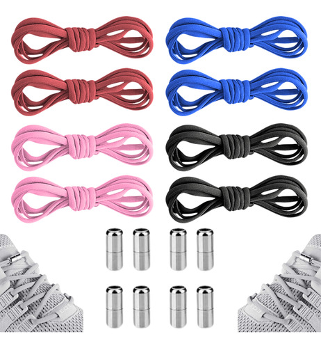 10 Pares Agujetas Elasticas Cordones Sin Nudos Hebilla Metal