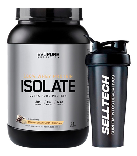 Proteína Evopure Isolate 3lb Cookies And Cream + Shaker