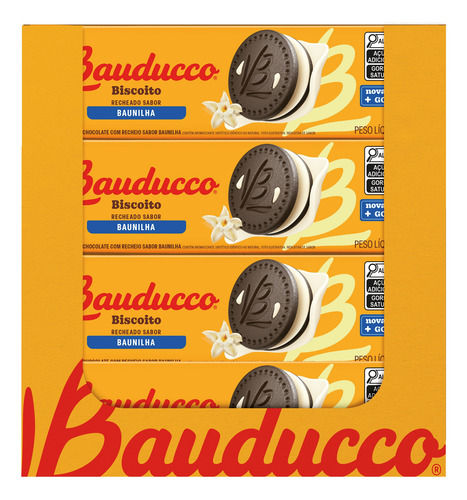Biscoito Recheado Bauducco Baunilha 140g - Caixa 56 Unidades