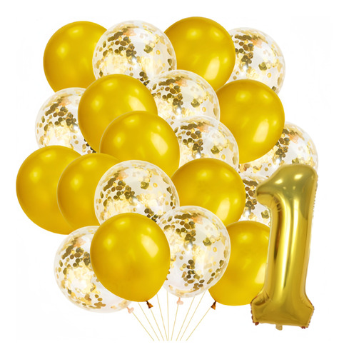 31 Globos Transparentes Confeti Fiesta Kit Cumpleaños+número