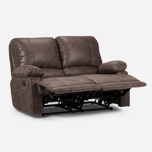 Sofá Reclinable Rosen Bucarest Manual 2 Cuerpos Tela Café
