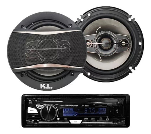 Combo Radio Carro Usb + Parlantes Kl Audio S168 6 Pulgadas