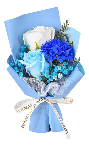 Ramo De Flores De Jabón Flor De 20 Centímetros Papel Azul