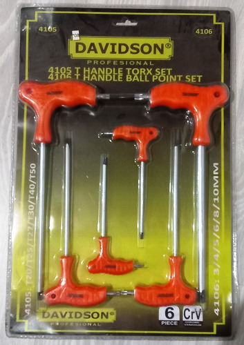 Juego Llaves Torx Mango T 6pzas Cromo Vanadium Davidson