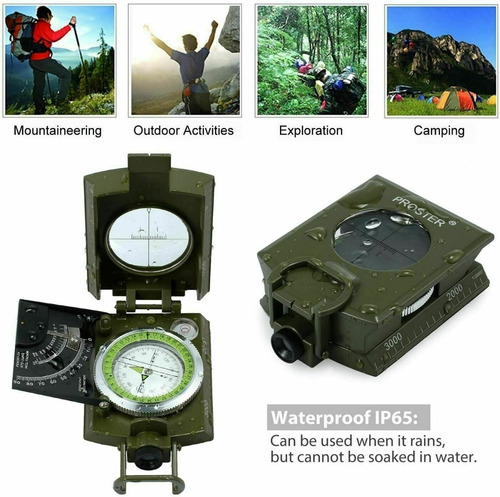 Imagem 3 de 10 de Bússola Militar Tática Metal Profissional Com Capa - Znz-2
