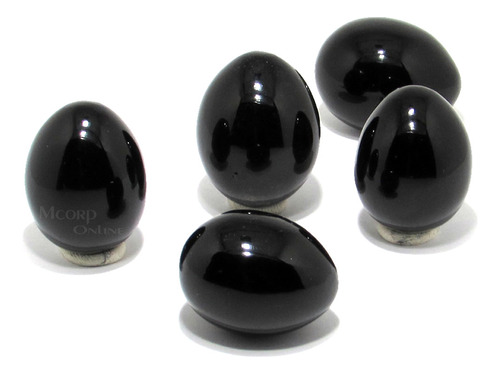 Lote De 5 Huevos Obsidiana Negra Natural 4 Cm Trc23