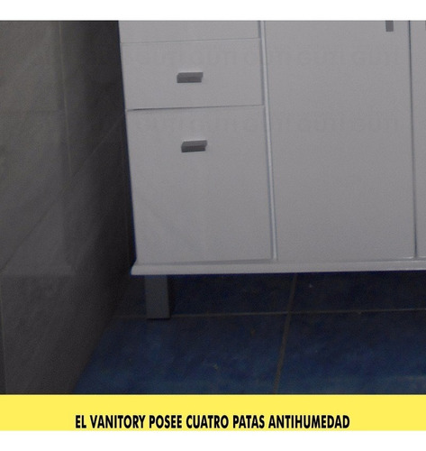 Vanitory Laqueado Blanco C/ Cajones Bacha Losa Loza 70 Cm