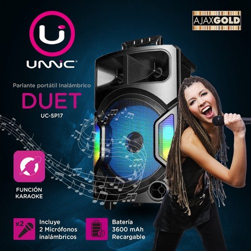 Imagen 4 de 7 de Parlante Bluetooth 12 Pulgadas Karaoke Portatil + Microfonos