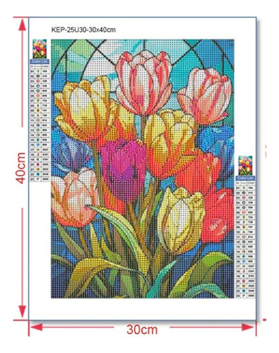 T Pintura De Diamantes - Diy 5d Rhinestones Tulipanes Flores