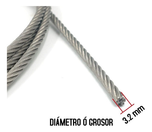 Imagen 2 de 5 de Cable Guaya En Acero Galvanizado 1/8 (3.18mm) Yute 6x7 200mt