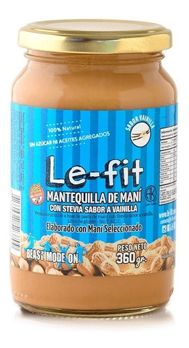 Mantequilla Mani Le Fit Vainilla 360g Vegan Sin Azucar Keto