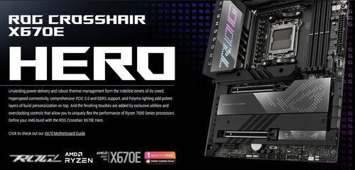 Mb Asus Rog Crosshair X670e Hero Wifi Ryzen 7000 Ddr5-128gb