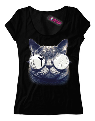 Remera Mujer Gato Anteojos Reflejo Chica Sexy Ca134 Dtg