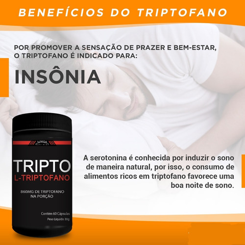 Triptofano Super Concentrado 860mg 60caps 5htp Serotonina