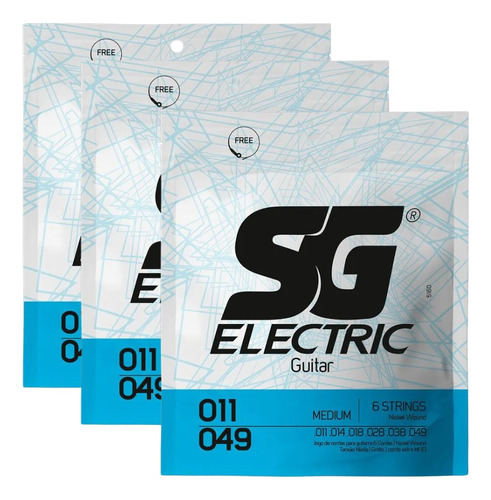 Kit 3 Encordoamento Guitarra 011 - Sg 5160 + Palheta