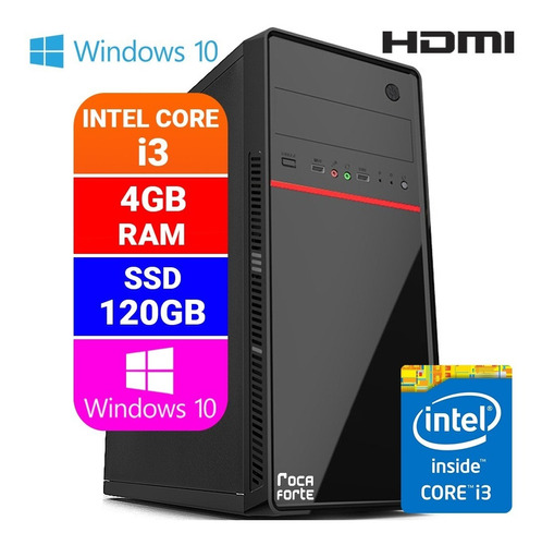 Pc Computador Cpu Intel Core I3 4gb Ssd 120gb Windows 10