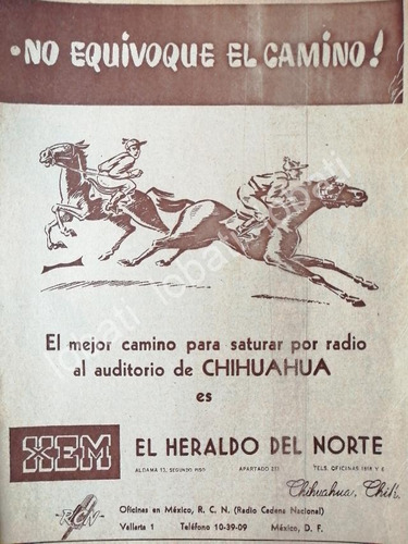 Cartel De Radio Difusora Xem, Chihuahua. El Heraldo Del Nort