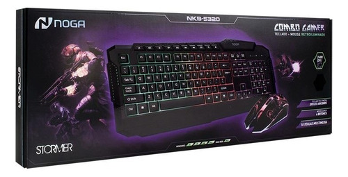 Combo Kit Gamer Noga Teclado Mouse Retroiluminado Nkb-5320 Teclado Negro