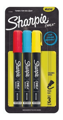 Set 3 Marcadores Tiza Sharpie Chalk Para Pizarra Y Vidrio