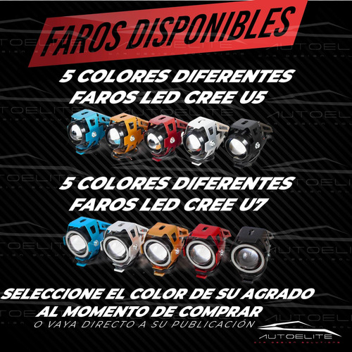 2 Faros Lupa Led Cree Moto Universal Ojo Ángel Estrobo U7
