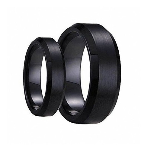 Conjunto Anillos Negros Swinger Tungsteno 8/6mm