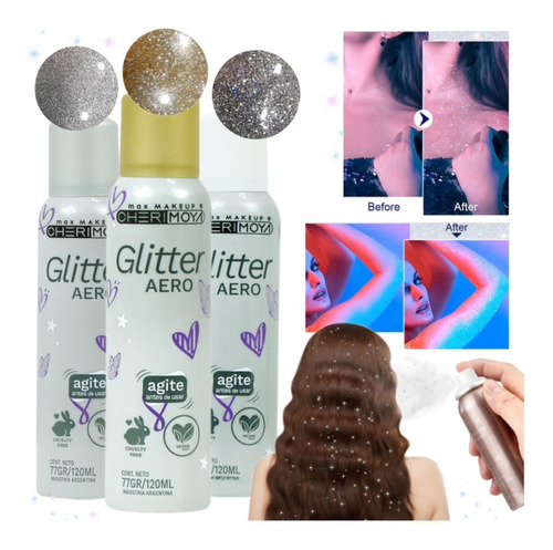 Glitter De Aerosol Brillo Cuerpo Rostro Pelo Cherimoya 120ml