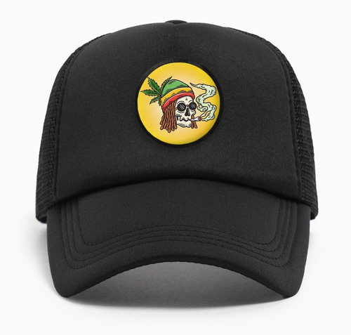 Gorra Gorro Trucker Cannabis Marihuana Calavera Rasta Can2