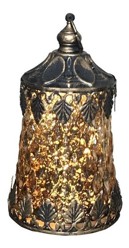 Lanterna Decorativa Em Vidro Led Dourado 12x7x7cm - D'rossi