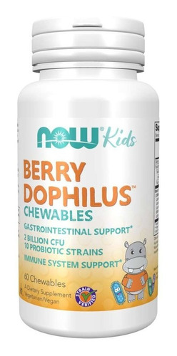 Probiótico infantil Berry Dophilus, 60 cápsulas masticables, ahora