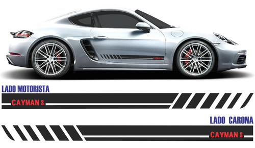 Acessorios Porsche Cayman S Faixas Lateral Adesivos Par 