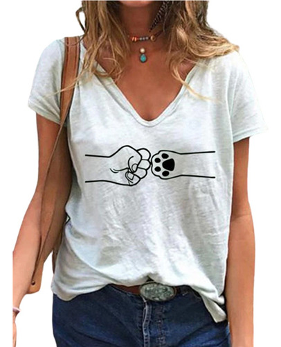 Cat Paw Fist Bump Camiseta Con Cuello En V