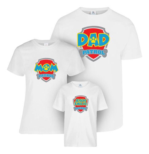 Playeras Familiar Dad Mom Boy Patrol Vinil Textil 3pz