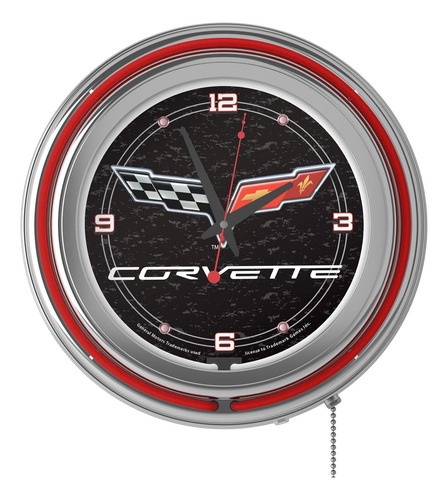 Reloj De Neón - Reloj Retro Corvette C6 Black Analog Wall Re