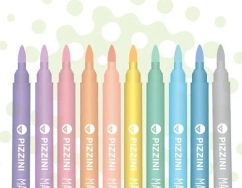 Marcadores Pizzini Pincel Colores Pasteles X 10 Unidades