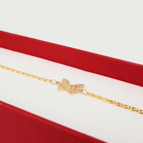 Amor Eterno - Pulsera Mariposa / Oro Sólido 10k Diámetro 18 Largo 18 Cm