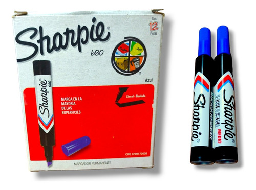 Marcador Sharpie Permanente 680 Punta Gruesa Caja  12 Und