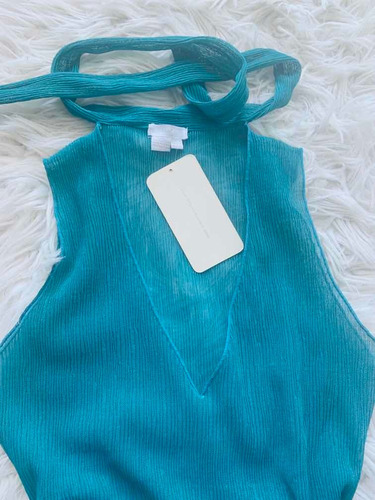 Remera Musculosa Zara Turquesa Importada De España Unica