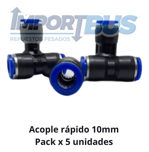 Acople Rápido - Unión Doble - Conector Recto 10mm Pack X 5