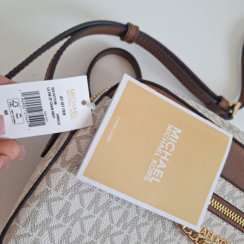 Bolsa Michael Kors Jet Set Crossbody Vanilla Lisa Ouro Marrom
