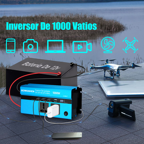 Inversor Corriente Potencia Para Coche 1000w Con Encendedor BOWOSHEN