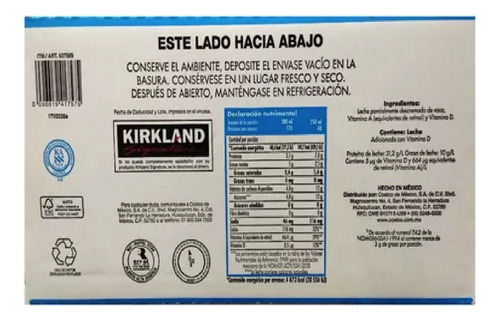 Leche Ligth 12 Piezas 1 L C/u Kirkland