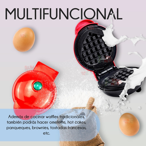 Mini Wafflera Eléctrica En Forma De Corazón Antiadherente Co