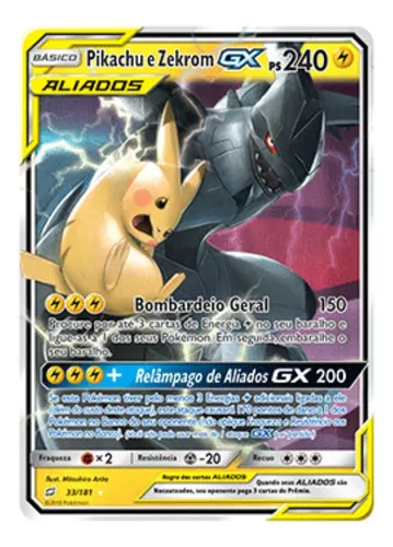 Coleção box baralho de batalha de liga reshiram e charizard gx pikachu e  zekrom gx