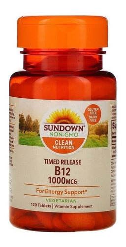 Vitamina B12 1000 Mcg 120 Tablets Sundown Naturals Importado Sabor Sem