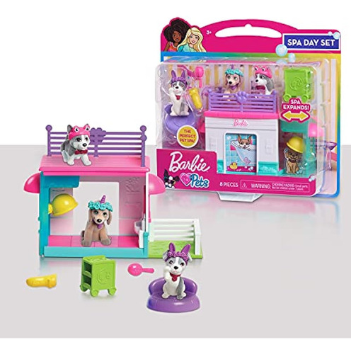 Barbie Pets Spa Day Playset, Juego Conectable De 8 Piezas Co