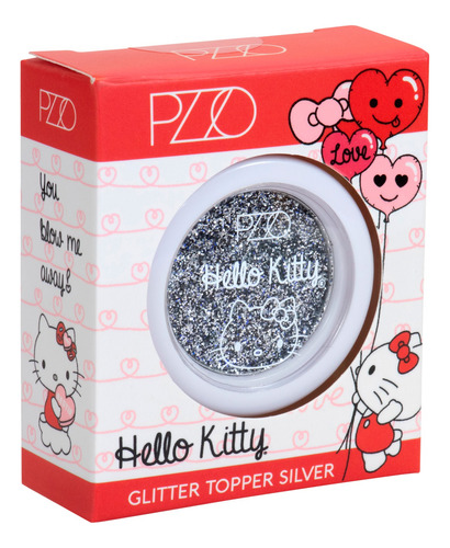 Glitter Topper Silver Hello Kitty